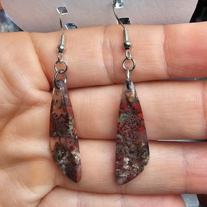 Moss Agate Crystal Earrings, .925 Sterling Silver Earrings, Handmade Crystal Earrings, Women's Crystal Jewelry, Boho Dangle Earrings