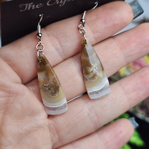 Moss Agate Crystal Earrings, .925 Sterling Silver Earrings, Handmade Crystal Earrings, Women's Crystal Jewelry, Boho Dangle Earrings