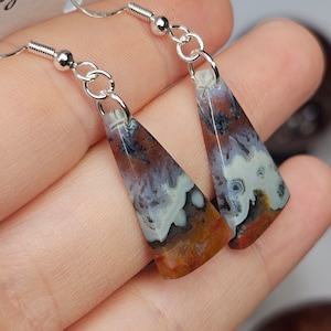 Moss Agate Crystal Earrings, .925 Sterling Silver Earrings, Handmade Crystal Earrings, Women's Crystal Jewelry, Boho Dangle Earrings