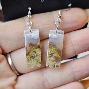 Moss Agate Crystal Earrings, .925 Sterling Silver Earrings, Handmade Crystal Earrings, Women's Crystal Jewelry, Boho Dangle Earrings