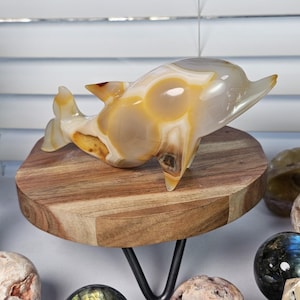 Druzy Yellow Agate Dolphin Crystal Carving | Crystal Dolphin, Animal Crystal, Crystal Dolphin Carving, Dolphin Figurine, Crystal Sea Animal