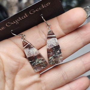 Moss Agate Crystal Earrings, .925 Sterling Silver Earrings, Handmade Crystal Earrings, Women's Crystal Jewelry, Boho Dangle Earrings
