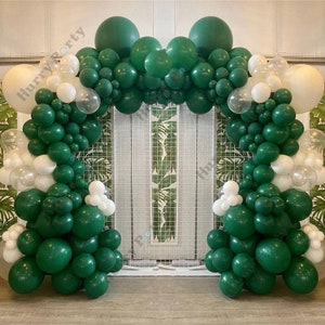 184 pcs Vibrant Forest Green & White Balloon Garland  DIY/Graduation/Decoration/Wedding/Baby Shower Birthday/Party/Engagement