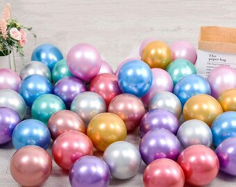 Chrome/ Metallic/ Pastel- 5 & 11  inch Balloons Premium Latex Balloons | Birthday Party Decor,  Wedding, Anniversary, Graduation Decorations