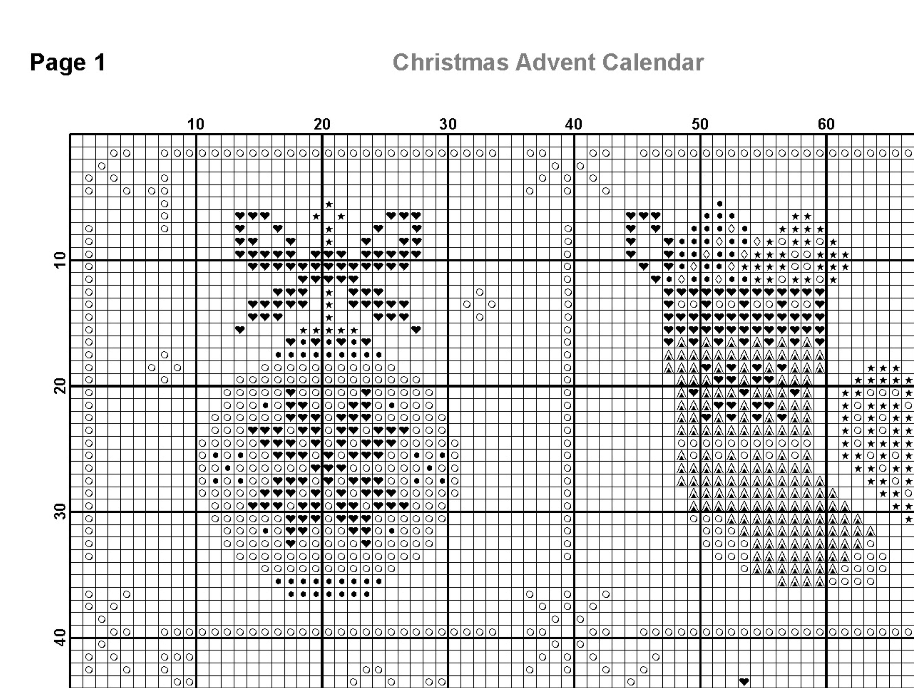 Christmas Advent Calendar Cross Stitch PDF Merry Christmas Etsy UK