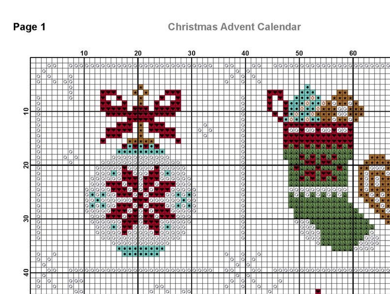 Christmas Advent Calendar Cross Stitch PDF Merry Christmas Etsy UK