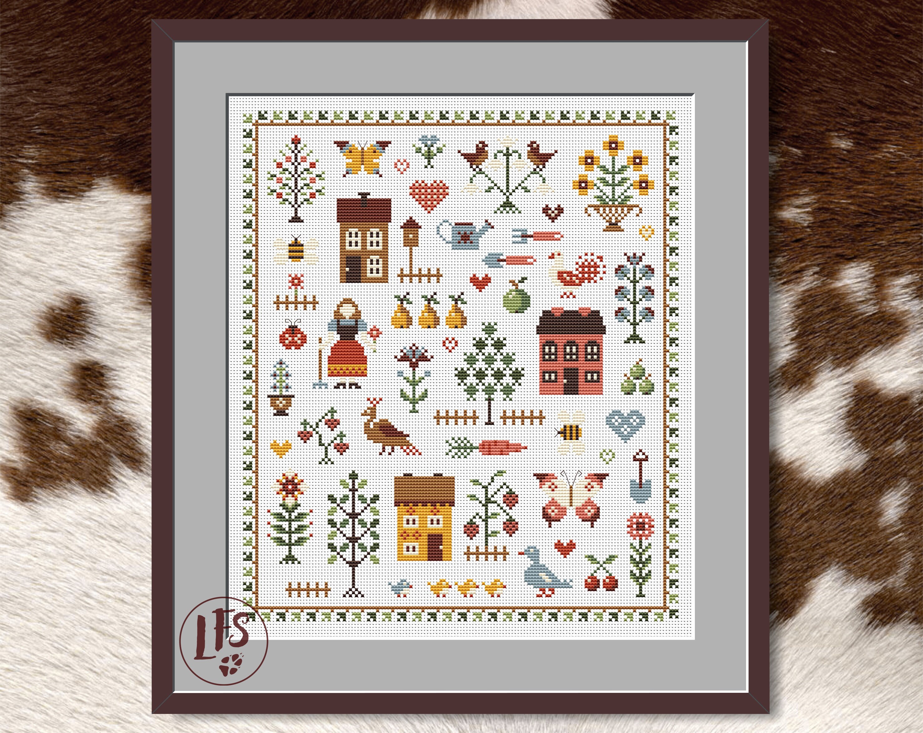 Cross Stitch Pattern Cottage Garden Sampler Sampler Primitive | Etsy
