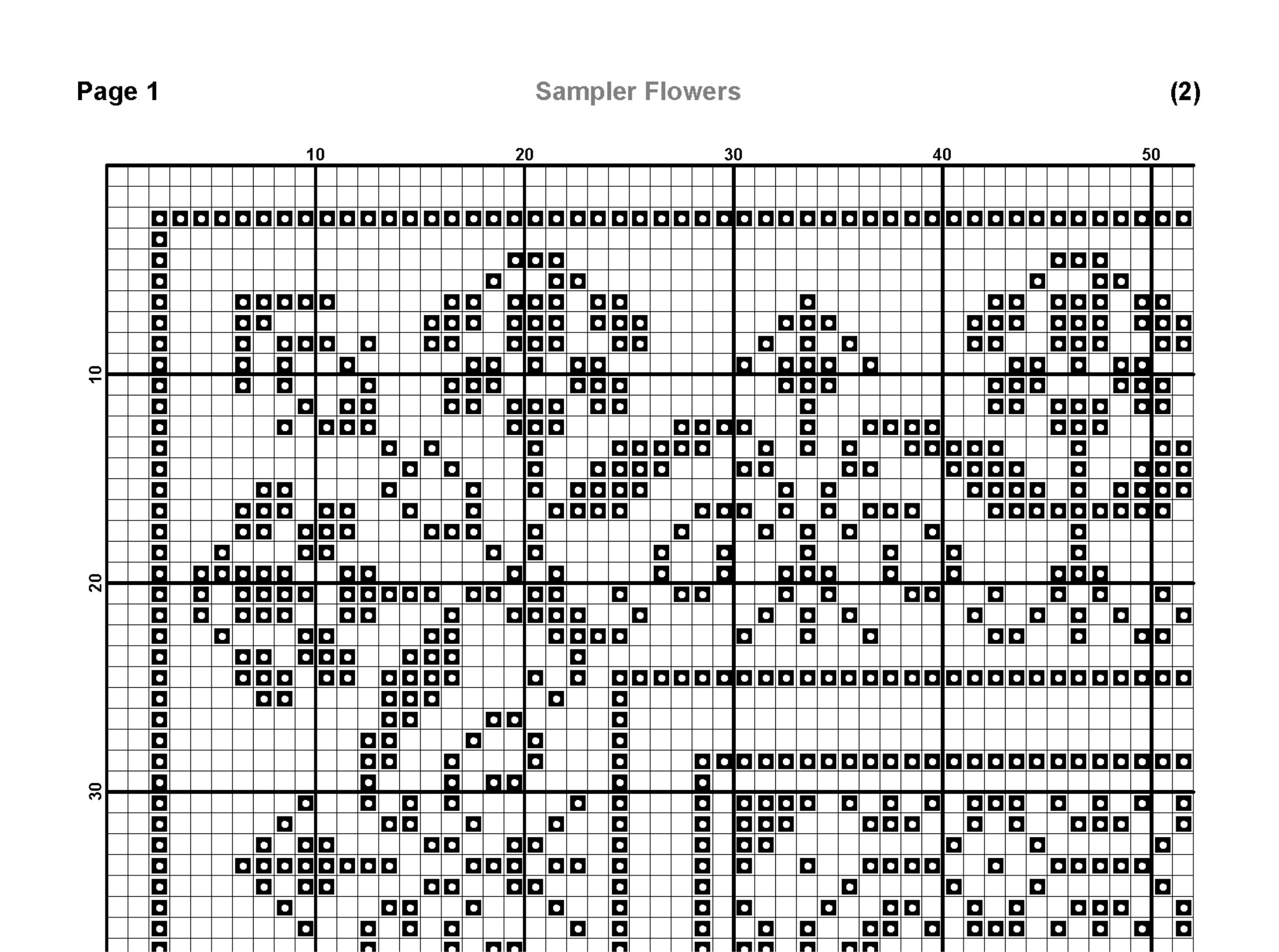 Sampler Flowers Cross Stitch Pattern PDF Monochrome Pattern | Etsy