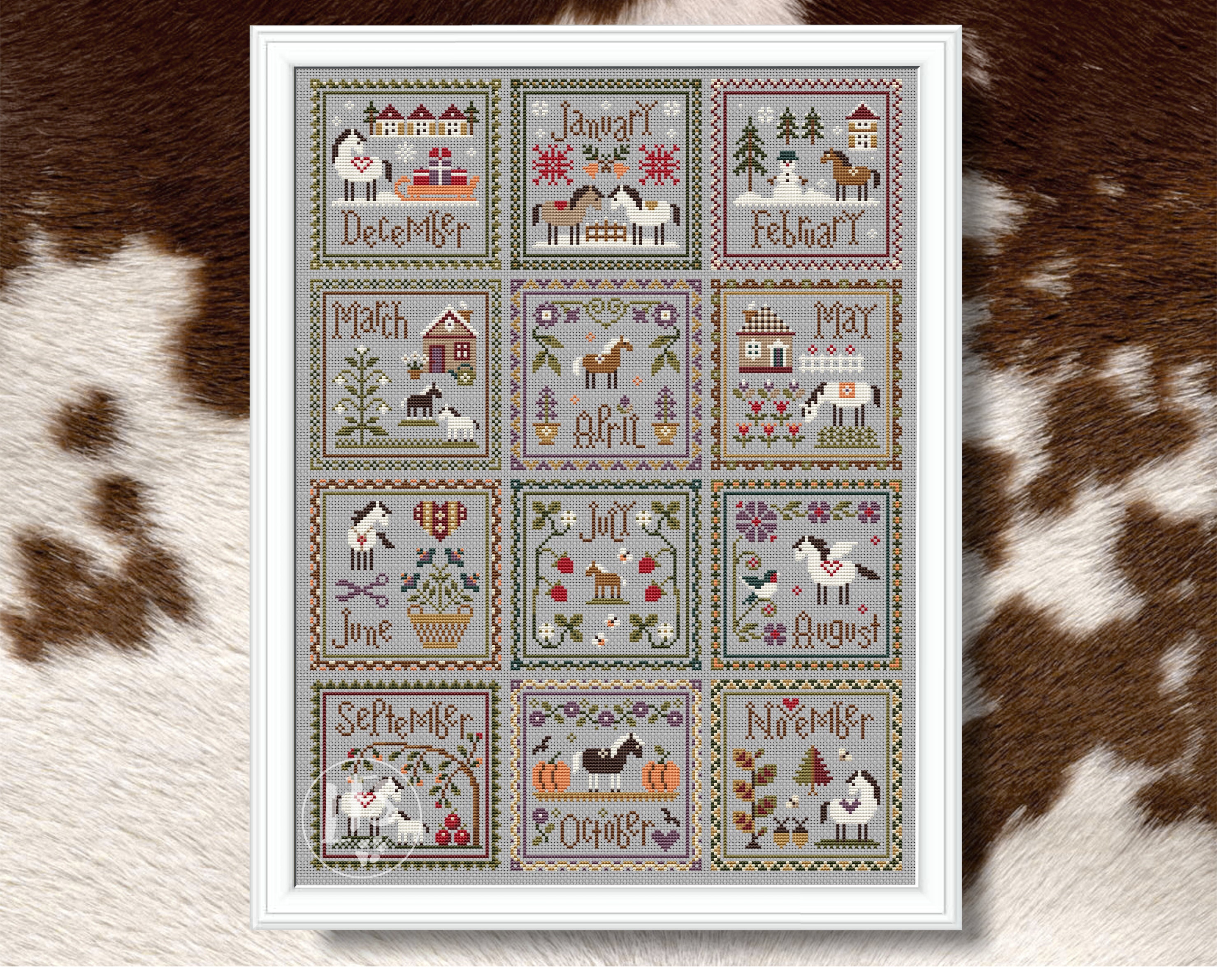 Cross Stitch Months Year Horses Sampler Pattern PDF Etsy