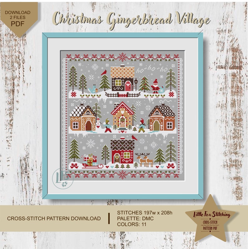 Merry Christmas Gingerbread Village Cross Stitch PDF Merry | Etsy