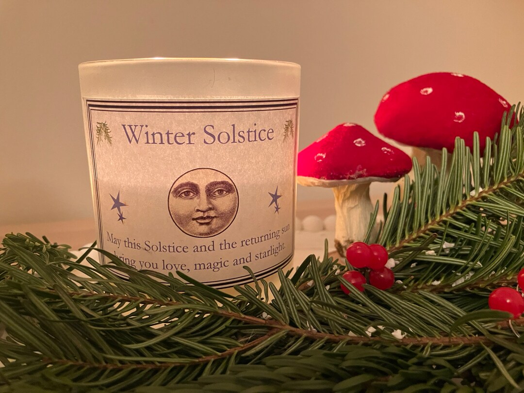 Winter Solstice Candle Yule Candle With Warm Amber Resin Etsy UK