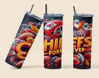Personalized Chiefs Football Tumbler: 20oz Stainless Steel