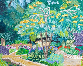 Card "Charlton House Garden, Charlton, London", oil on canvas, recycled paper, A5