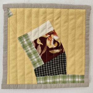 Handmade modern mini quilt wall hanging
