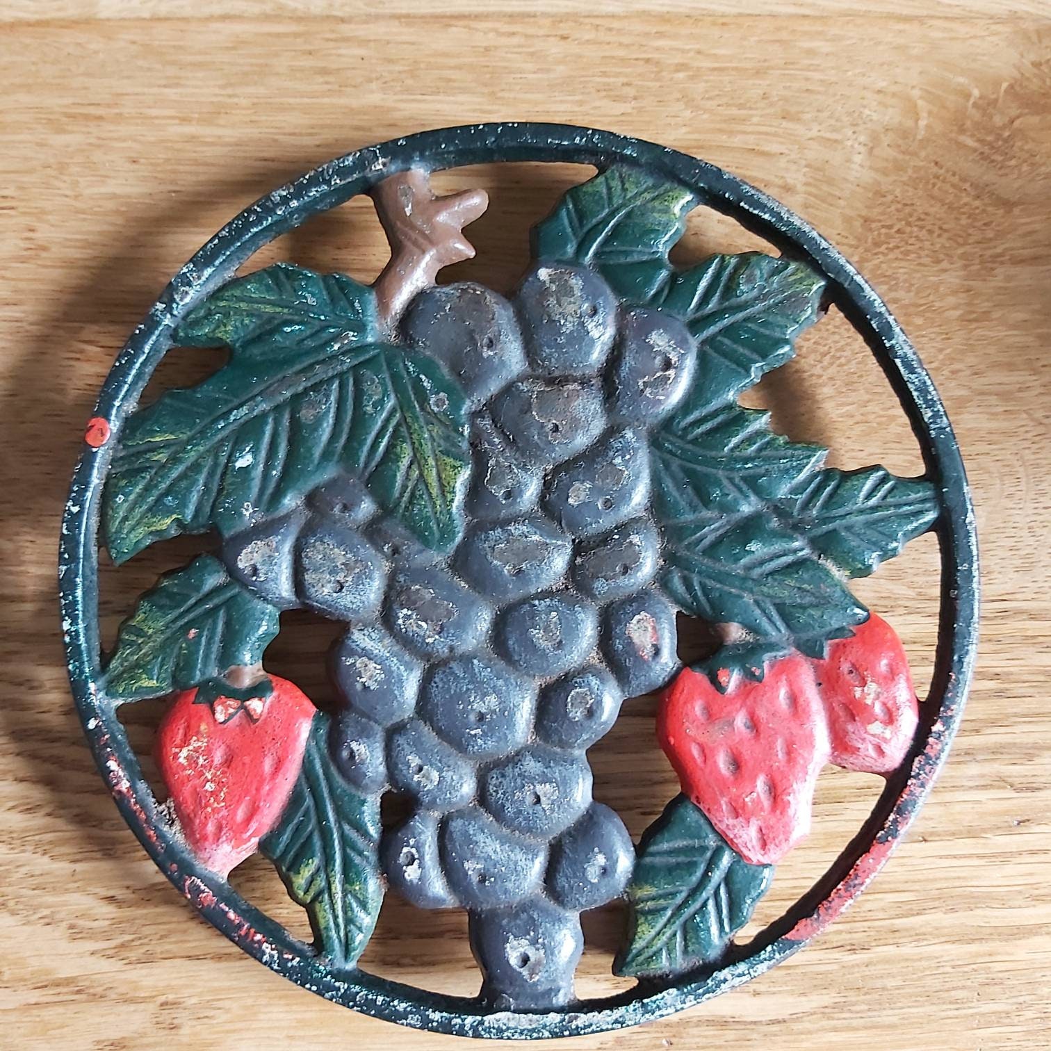 Fonte Vintage Français Trivet, Shabby Chic, Porte-Pot Rustique, Trivet Peint, Fonte, Français Millés