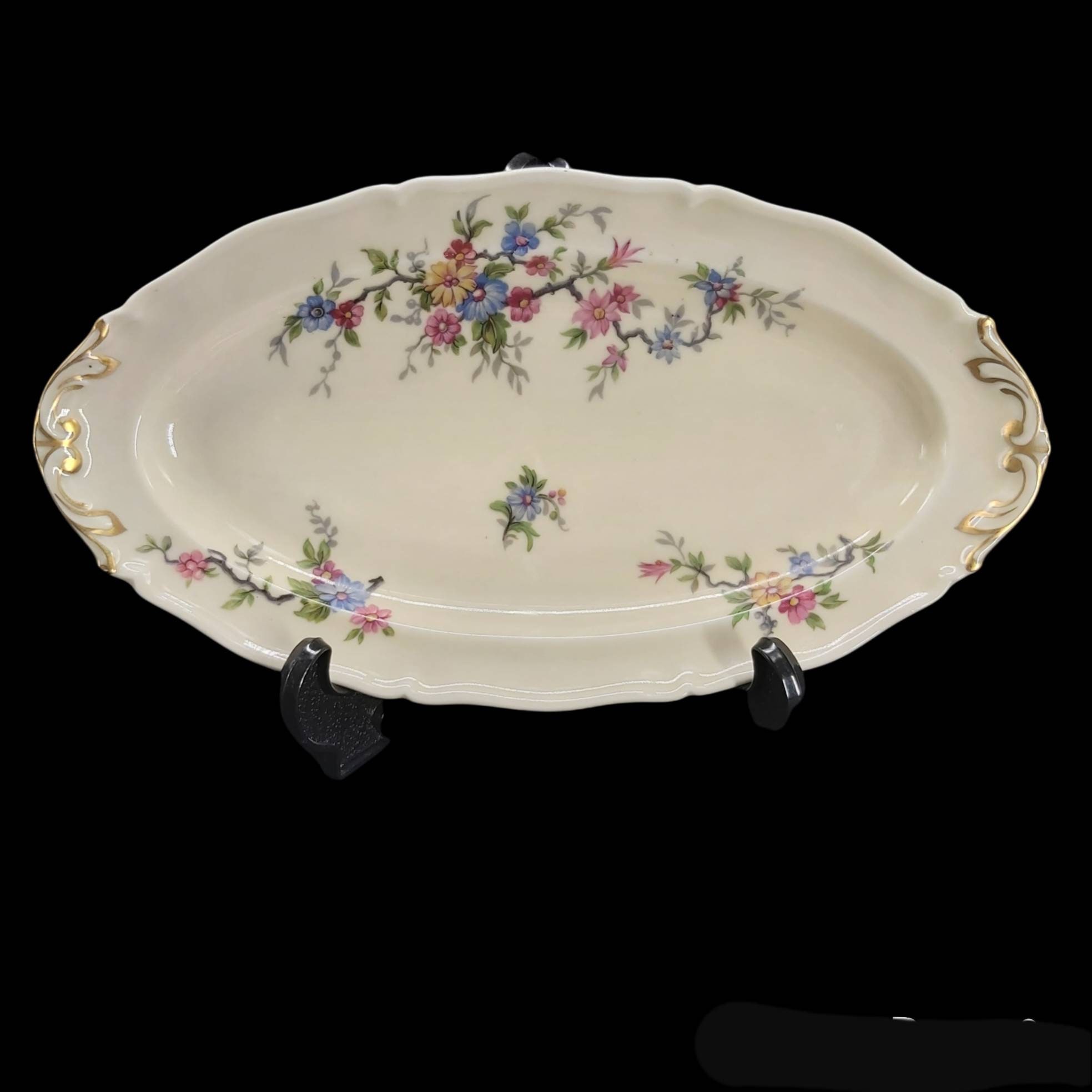 Superbe Français Vintage Ancienne Fabrique Royale Limoges Petit Plateau/Assiette de Service - Design