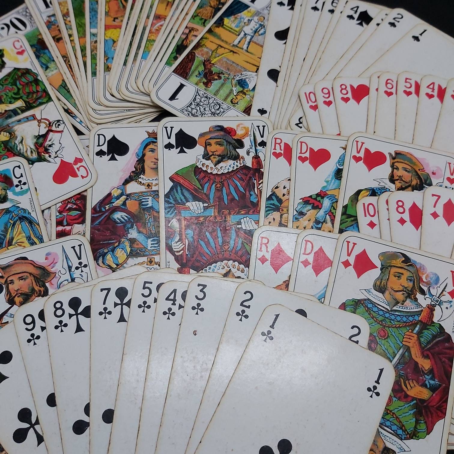 Jeu de Cartes Tarot Vintage Français, Jeu Tarot, Dos Écossais, 78 Cartes, Cercle Spécial Ducale