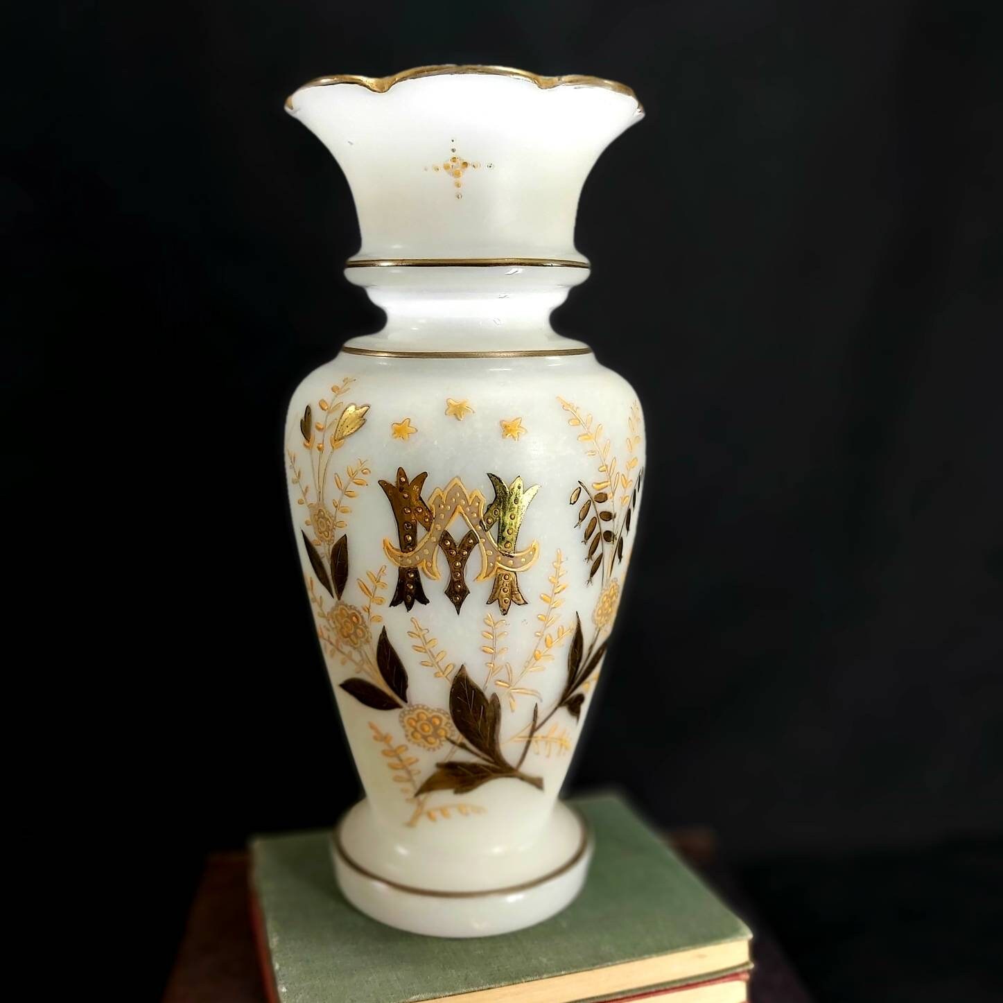 Français Verre Opalin Fin Antique Vase Religieux, Vase Original, Verre Français, Art Français Cadeau