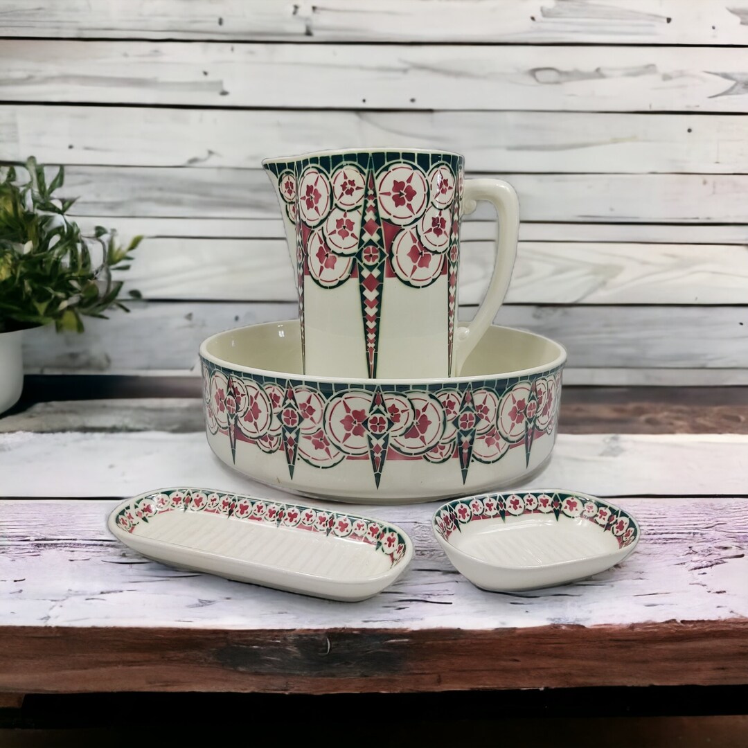 Large French Antique Wash Jug and Basin, 'ceranord St Amand' France ...
