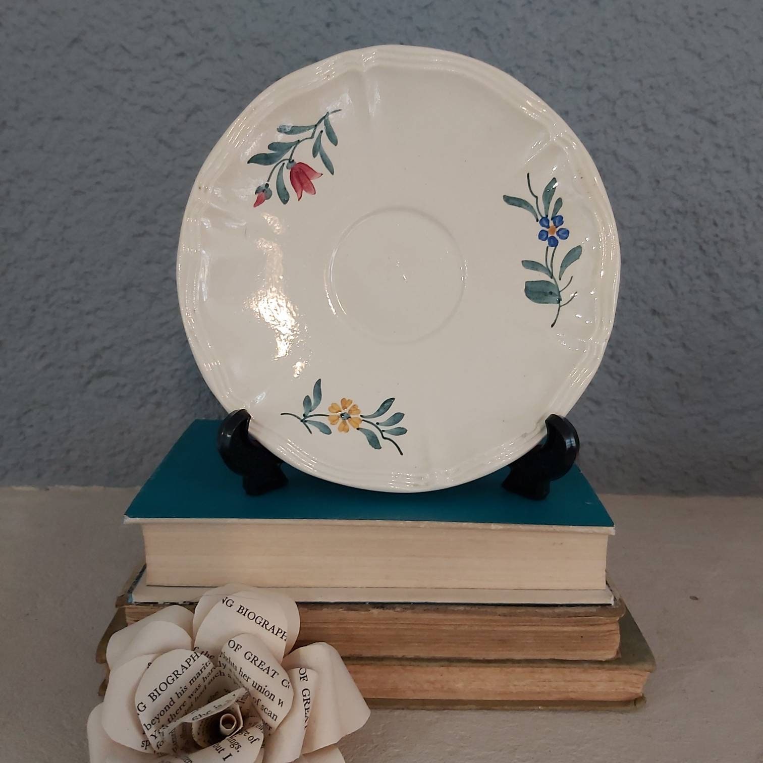 One Antique Sarreguemines Digoin Faienceries Français Soucoupe en Céramique, Assiette, Collection de