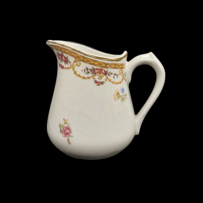 Antqiue French Creamer or Milk Jug Victorian Era Creamer Antique Lyon Faienceries 1800s Creamer image 2