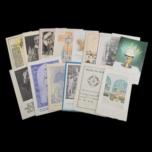 Set of 15 French and Dutch Antique and Vintage mass cards, prayer cards, Saint cards dating from the early to mid 1900s