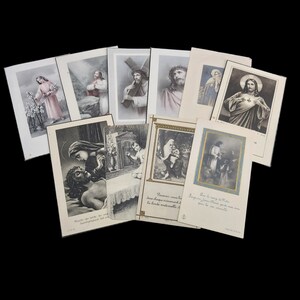Lot de 10 cartes de messe antiques / vintage françaises et néerlandaises, cartes de décès, cartes de prière, cartes de saint datant du début au milieu des années 1900