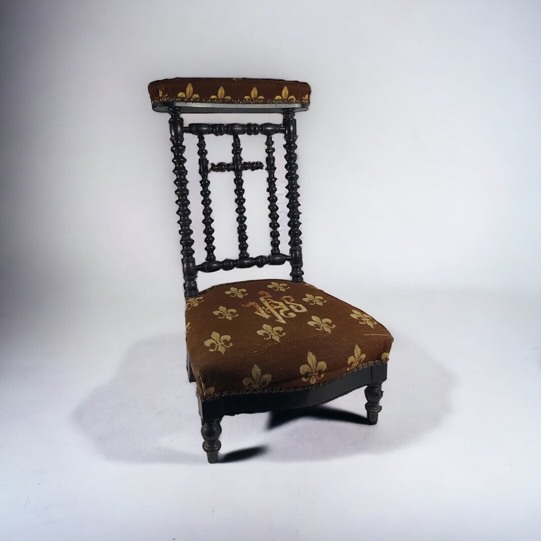 Antique French Prayer Chair Prie Dieu Religious Kneeling Chair With