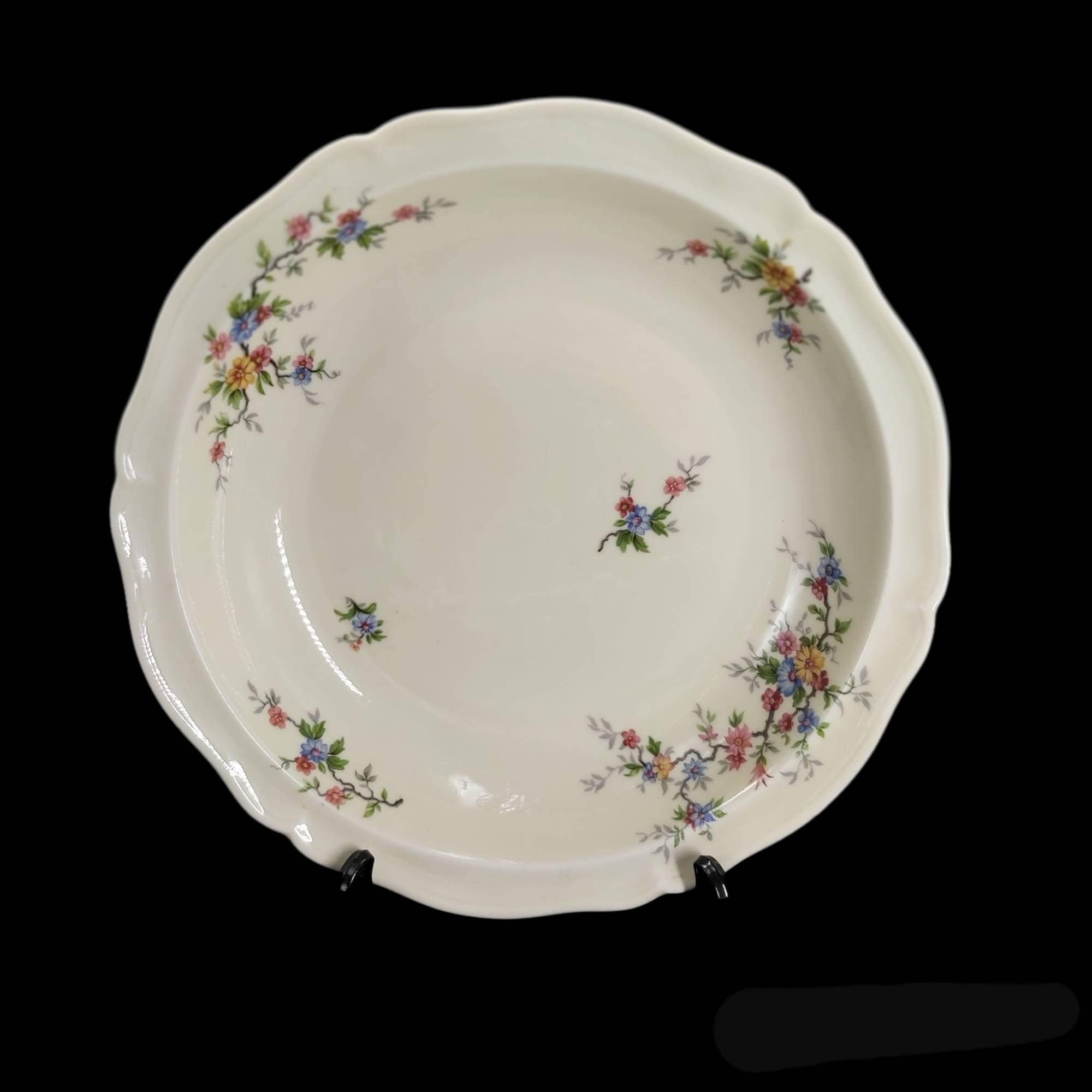 Superbe Français Vintage Ancienne Fabrique Royale Limoges Salade/Soupe Bol de Service - Design Flora