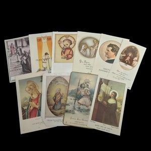 Set of 10 French and Dutch Antique and Vintage mass cards, prayer cards, Saint cards dating from the early to mid 1900s