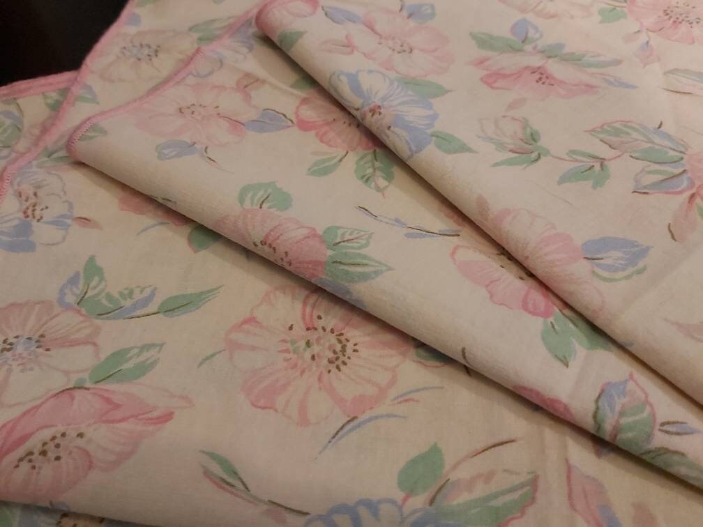 Vintage Français Serviettes Carrées Florales/Serviettes - Ensemble de 4 Coton Pur, Rustiques Vintage