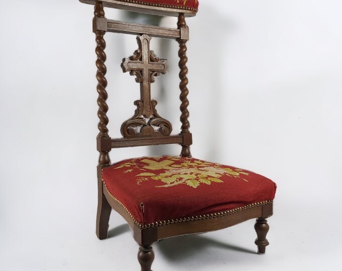 Antique French Prayer Chair Prie Dieu Religious Kneeling Chair With