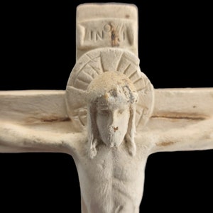 Antique French Plaster Crucifix With Metal Interior | Fine off White ...