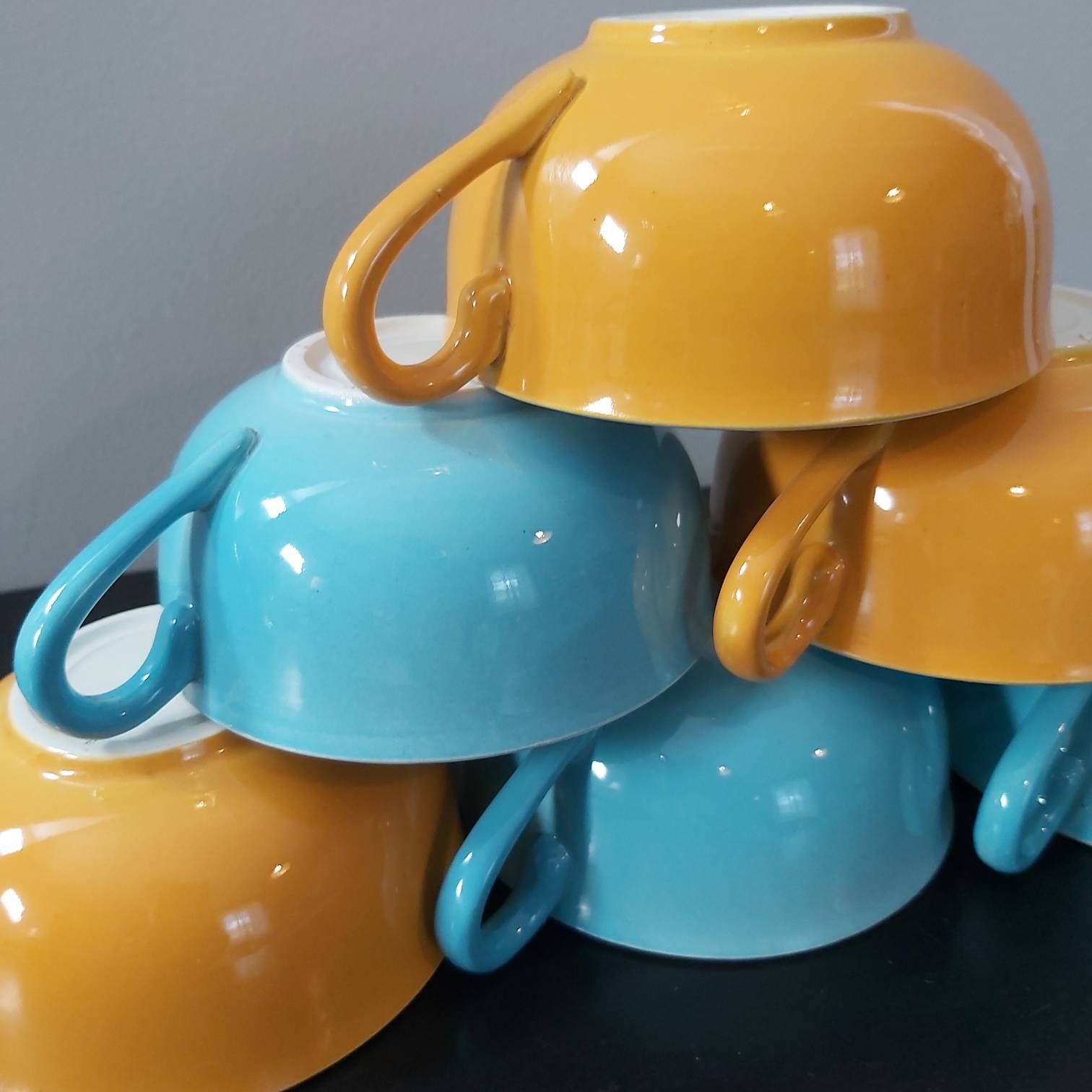 Set de 6 Sarreguemines Vintage Digoin Faienceries Français Café en Céramique, Tasse à Thé, Collectio