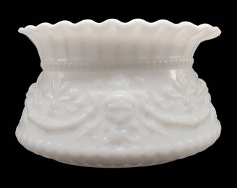 Antigua colección victoriana de cristal de leche blanca francesa Planter, Cache Pot, estación de apoyo de plantas, vidrio victoriano, estilo gótico, vidrio opalino