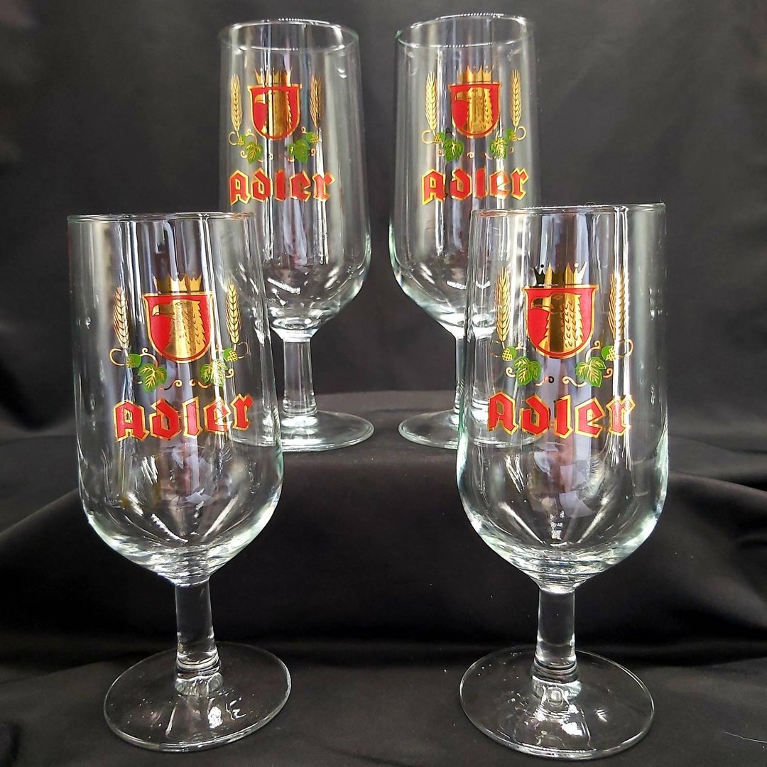 Vintage adler Collectible Tulip Stemmed Beer Glasses, Set of 4