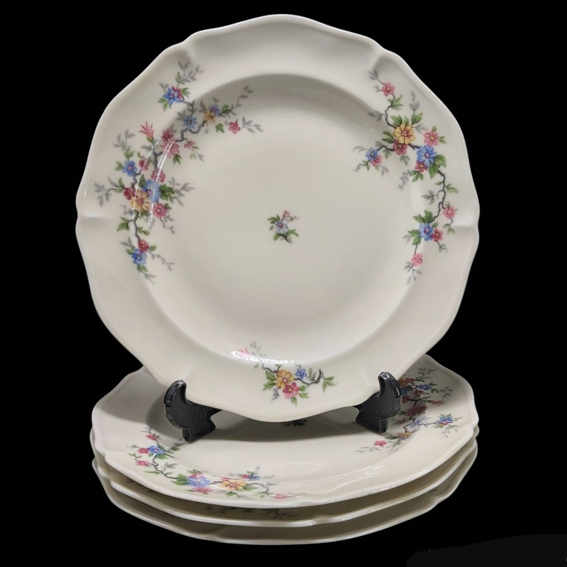 Superbe Français Vintage Ancienne Fabrique Royale Limoges Dîner/Assiettes de Service - Design Floral