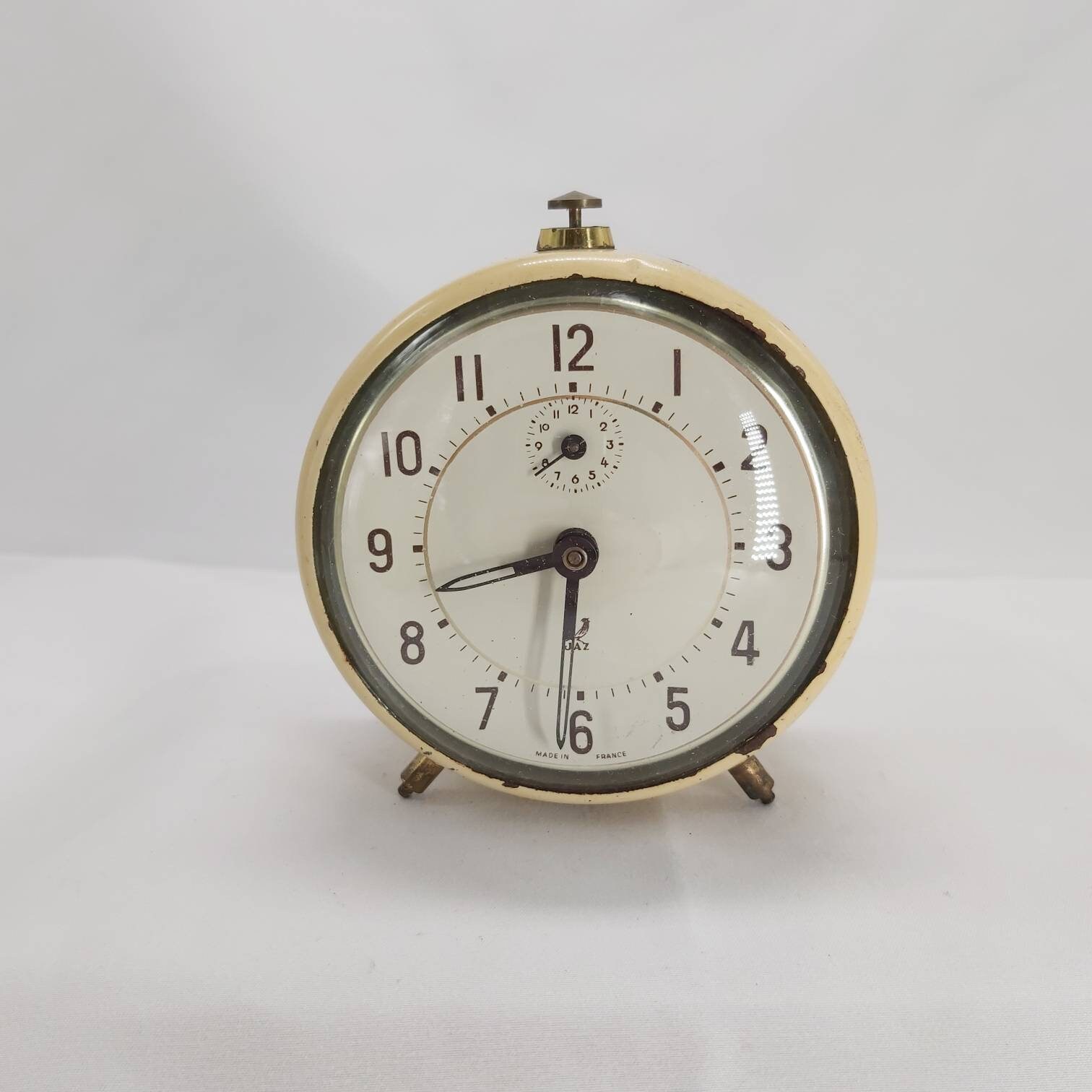 Vintage French Jaz Wind up Mechanical Alarm Clock Cream Etsy