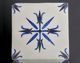 Antique French Truptil a Ponchon Tile | XIX th Antique Rustic French Kitchen Tile