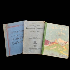 Lot de 3 livrets de messes et de religions anciens et anciens, français, prières et chants religieux, éphémères français vintage, vieux papiers