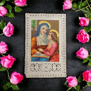 Antique French, Catholic Saint Canivet by E Bouasse - French Prayer - Paper Lace Prayer Card