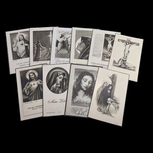 Lot de 10 cartes de messe vintage hollandaises, cartes de décès, cartes de prière, cartes de saint datant du début au milieu des années 1900