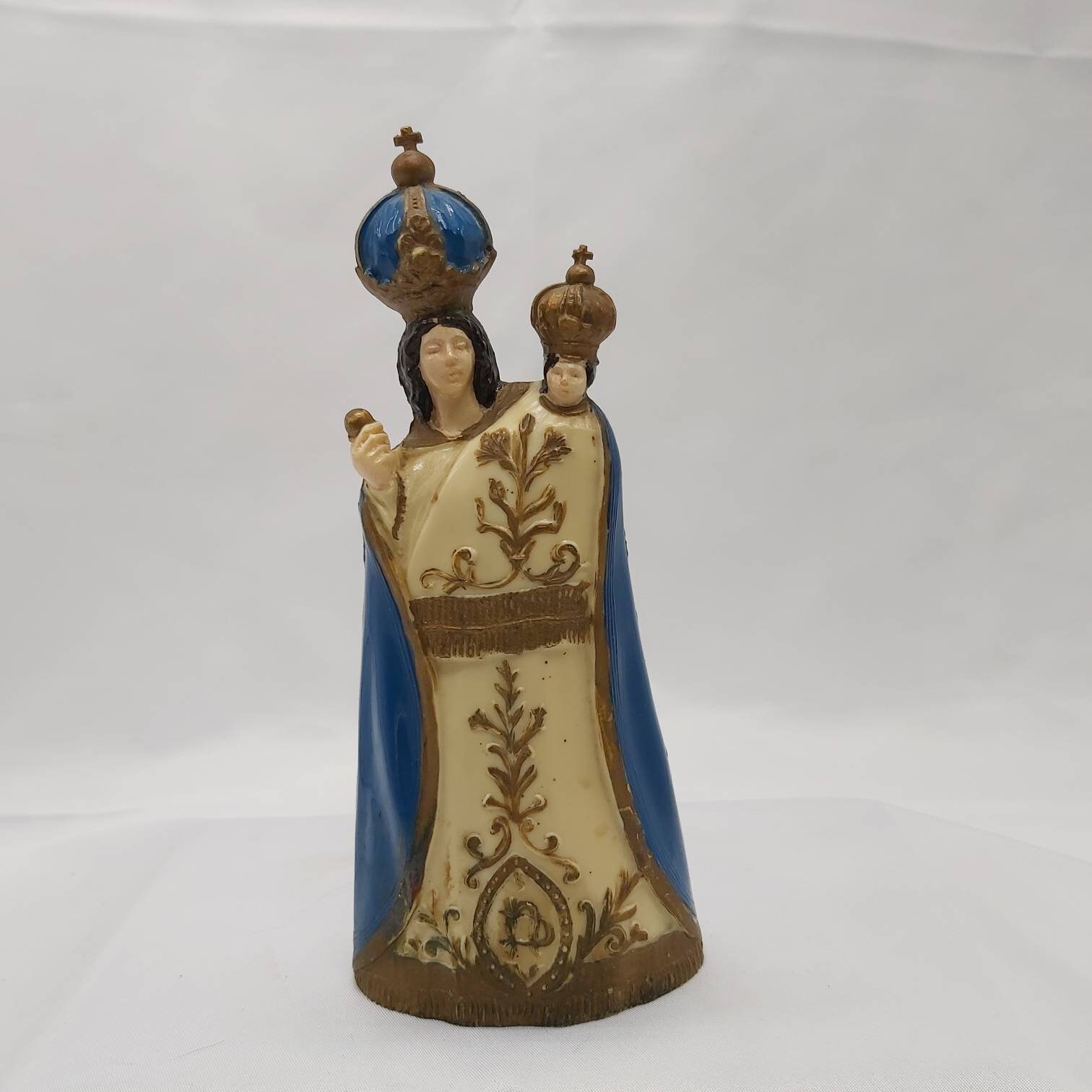 Vintage Français Notre-Dame Montaigu Statue, Statue de Montaigu, Celluloïd Moulé/Plastique Vierge Ma