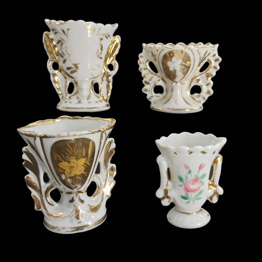 Set of 4 Antique French Church Altar Vases, Wedding Flowers, Beautiful