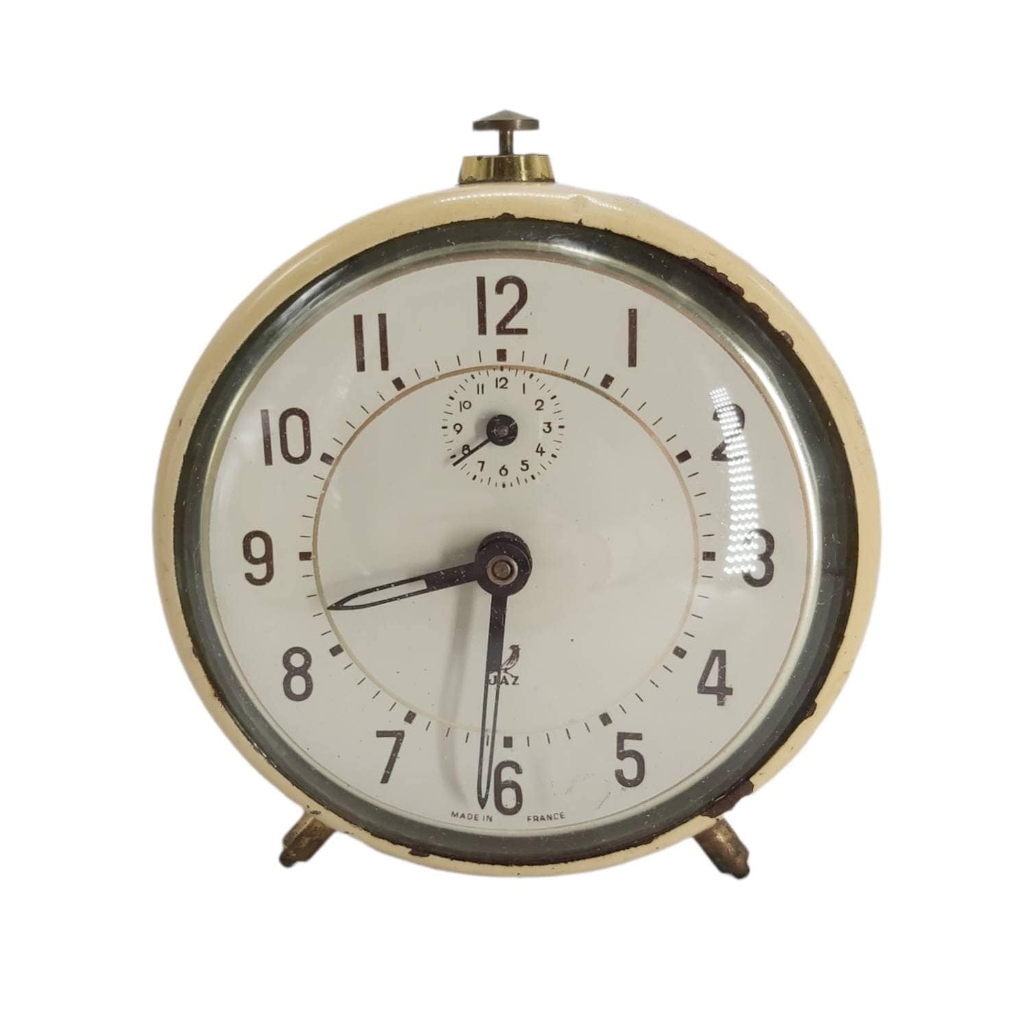 Vintage French Jaz Wind up Mechanical Alarm Clock Cream Etsy