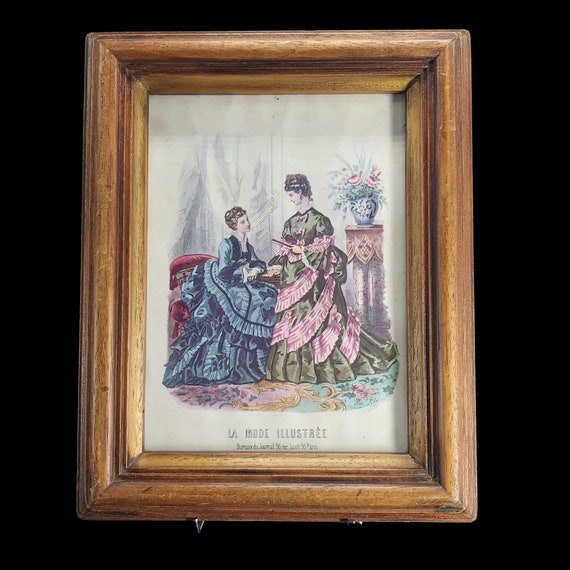 1 Impresion de litografia enmarcada antigua La Mode Illustree Moda francesa Moda francesa antigua Moda victoriana Vestidos franceses antiguos Etsy Espana