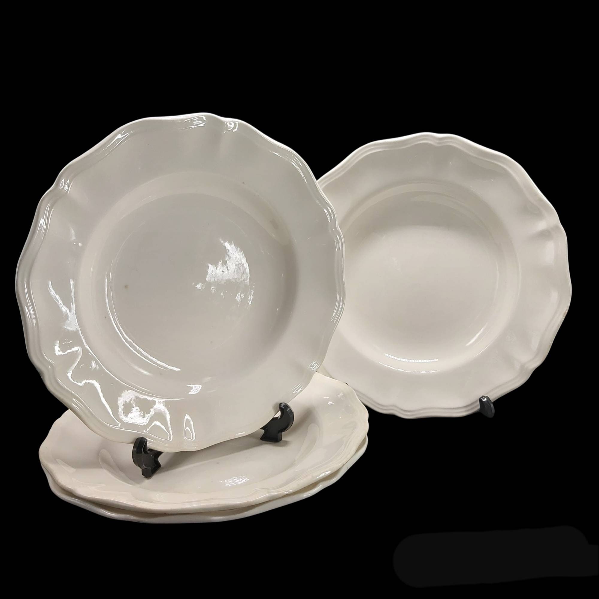 Set de 4 Fines Franges Festonnés Antique Ironstone Sarreguemines Digoin Art Déco Faïenceries Françai