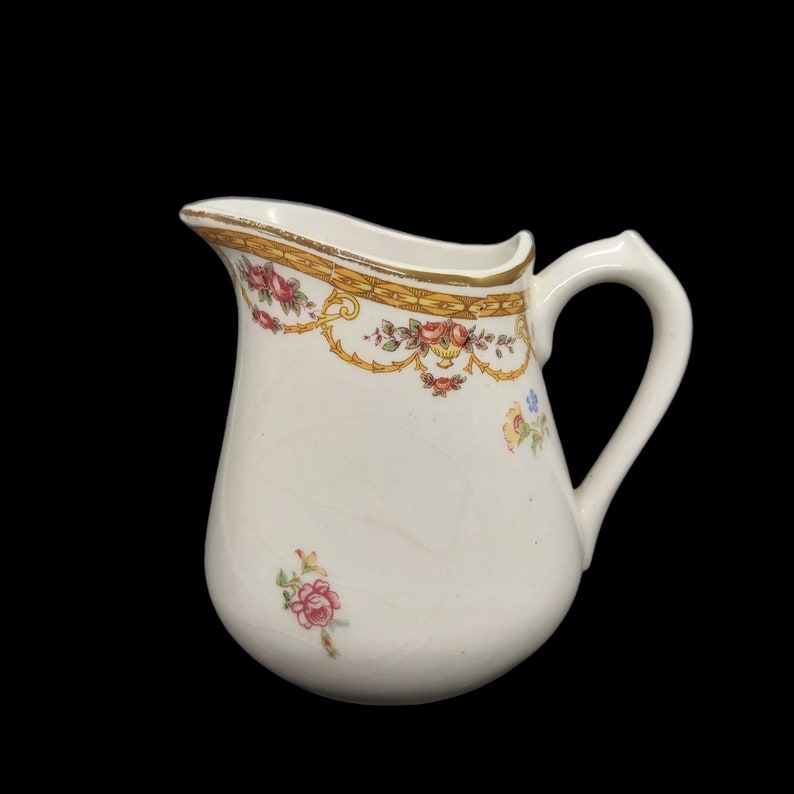 Antqiue French Creamer or Milk Jug Victorian Era Creamer Antique Lyon Faienceries 1800s Creamer image 5