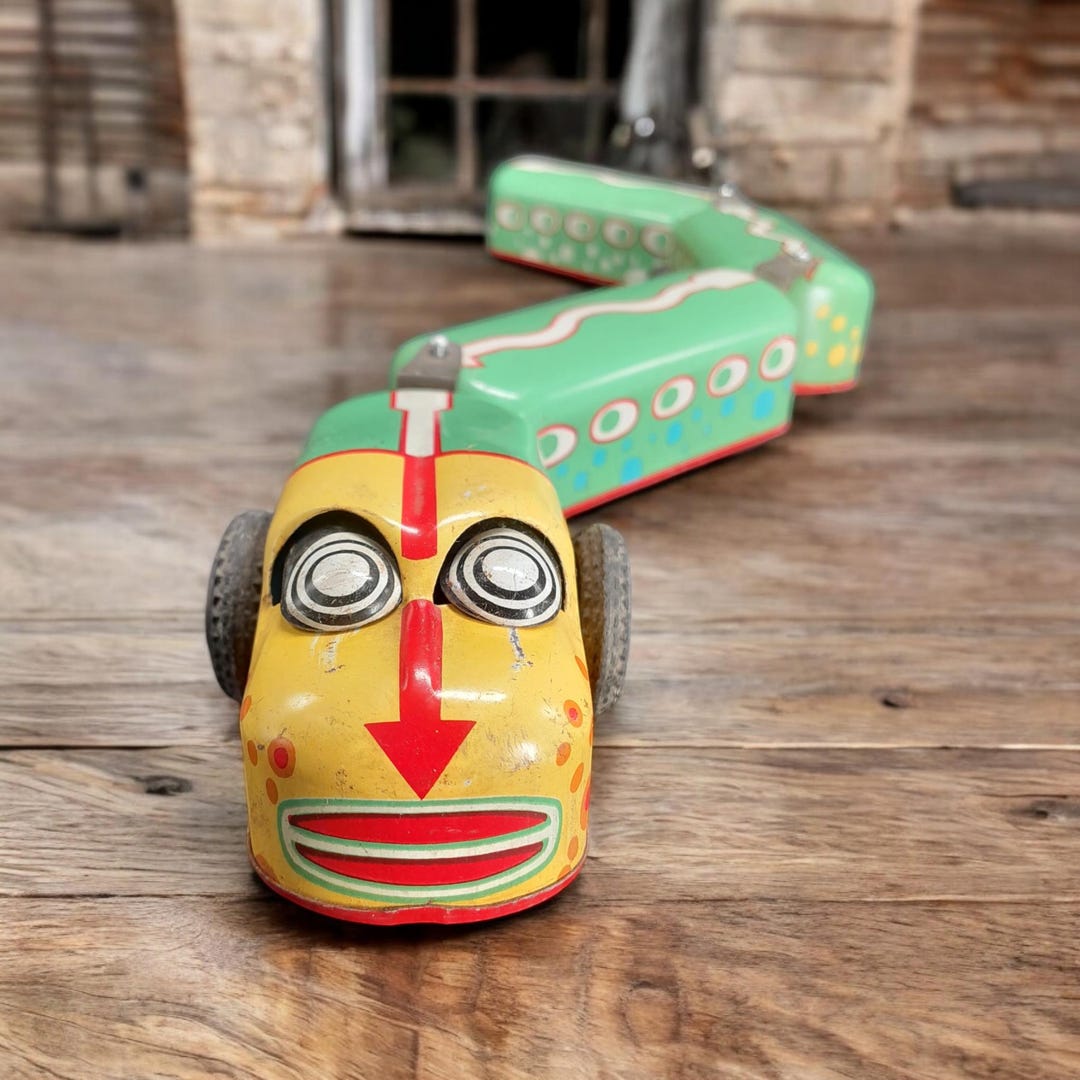1950's Japanese T.N. Nomura Tin Snake Train | Vintage Tin Model Train ...