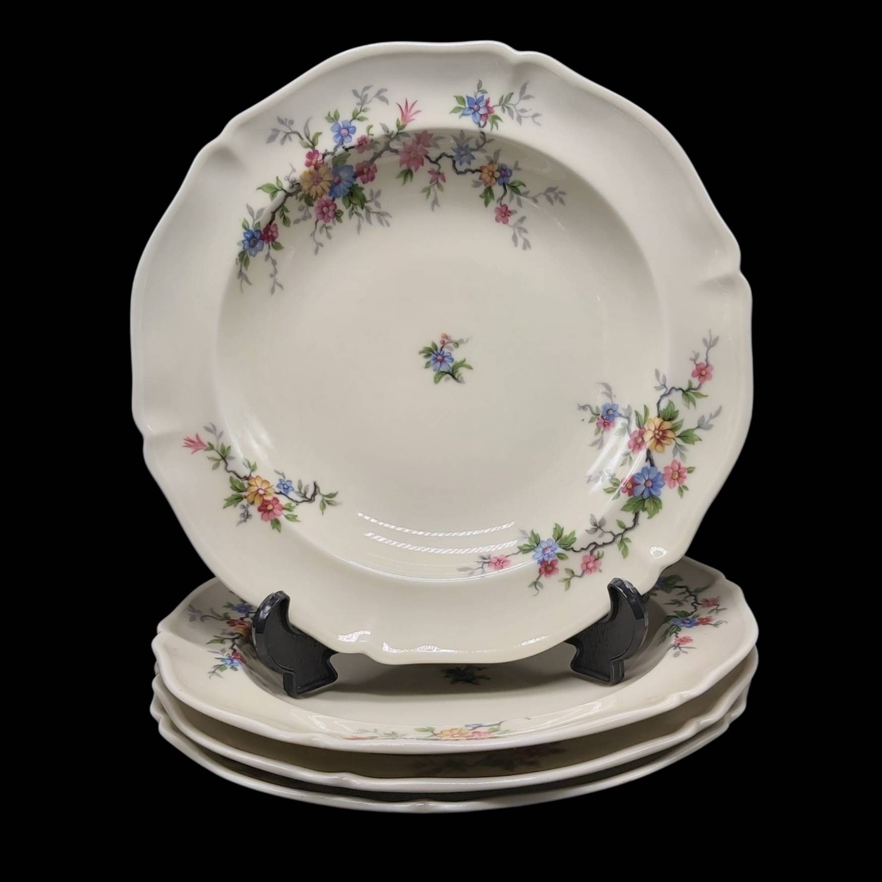 Superbe Français Vintage Ancienne Fabrique Royale Limoges Soupe/Assiettes de Service - Design Floral